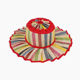 Daiiibabyyy  Plaid Print Ruffle Wide Brim Bucket Hat Foldable Sun Protection Loose Fit Summer Women Straw Hat Casual Chic Lady Sombrero