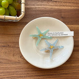 Daiiibabyyy  1/2pcs Summer Beach~Blue starfish hair clip, seaside temperament, side clip hair accessory, bangs clip, forehead clip headband