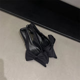 Daiiibabyyy Fashion Bow Knot Heeled Pumps For Woman Sandals Elegant Pointed Toe Slingback Heel Fashion Stilettos Mule Shoe 2024 Luxury Mujer