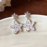 Daiiibabyyy  Fritillary Star Drop Earrings for Women Sparkling Zircon Dangle Earrings Fashion Dainty Jewelry for Birthday Party Gifts K