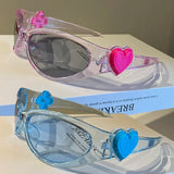 DAIIIBABYYY  -  Retro Y2K Style Oval Sunglasses for Women Fashion Heart Sports Goggles Popular Pink Cat Eye Sun Glasses Ladies Gafas De Sol