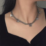 Daiiibabyyy  New Korean Butterfly Choker Necklace For Women Ladies Exquisite Love Heart Clavicle Chain Necklace Jewelry Gift