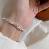 Daiiibabyyy  Sterling Silver Double Layered Car Flower Bead Wrapping Bracelet for Women Fine Jewelry Minimalist Accessories