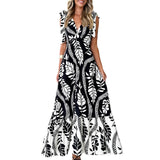 Daiiibabyyy  Elegant Floral Print Sleeveless V Neck Maxi Dress with Open Back and Spaghetti Straps for Women s Summer Fashion