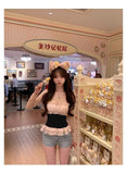 Daiiibabyyy  Summer Temperament Sweet Spicy Style Lace Slim Fitting Suspender Paired Vest New Slimming Fashionable Women Clothing