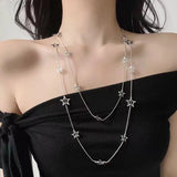 Daiiibabyyy  Minimalist Silver Color Matte Snake Bone Chain Necklace for Women Fashion Adjustable Long Sweater Chain Luxury Neck Jewelry