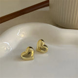 Daiiibabyyy Minimalist Silver Color LOVE Heart Stud Earrings For Women Trendy Elegant Wedding Bride Jewelry Prevent Allergy