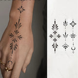 Daiiibabyyy  1 Sheet Totem Tattoo Sticker Suitable for Temporary Tattoos on The Neck Shoulders Hands and Ankles Featuring Rectangular Flowers