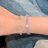 Daiiibabyyy  Colorful Beads Tulip Butterfly Bracelet Translucent Star Candy Color Bead Bracelet Sweet Pretty Exquisite Girl Bracelet Jewelry