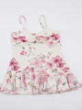 Daiiibabyyy  Vacation Y2k Flower Print V Neck Spaghetti Strap Sleeveless Slim All Match Basic Tanks