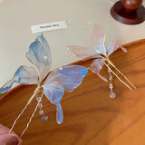 Daiiibabyyy  Fashion Plastic Fairy Butterfly Hairpins Resin Antique Headwear Tassel Butterfly Hair Sticks Hair Accessories Women