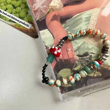 DAIIIBABYYY  -  Mushroom Bead Bracelet for Women Natural Healing Crystal Jewelry Bohemian Style Elastic Wristband