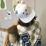 Daiiibabyyy  Women's Kawaii Hats Cute Cartoon New Spring Summer Sweet Style White Plush Bear Baseball Cap With Sun Protection Shade Sun Hats