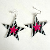 Daiiibabyyy  Y2K Jewelry Pink Leopard Print Star Earrings Women Punk Fashion Charm Striped Leopard Print Acrylic Earrings Gothic Accessories