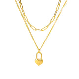DAIIIBABYYY  -  Fashion Double Layer Heart Pendant Necklace for Women Korean Romantic Design Stainless Steel Neckalce Jewelry Gift