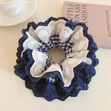 Daiiibabyyy  1pc New lace plaid large intestine loop simple ponytail temperament headband casual meatball headband