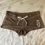 Daiiibabyyy  Y2K Casual Low-rise Summer Shorts for Women Sporty Style Shorts Embroidered Monogram Print Tight Hot Pants Kawaii Streetwear