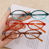 Daiiibabyyy -  Women Oval Red Frame Glasses Gradient Green Frame Narrow Small Eyeglass Girls Outdoor Fashion Wear with Seaside Driving Glasses