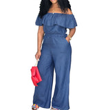 DAIIIBABYYY  -  Plus Size Shawl Sleeve Romper Women Jumpsuit Bodysuit Fashion Solid Wide Leg Pant Jumpsuit Overalls Wholesale Dropshipping
