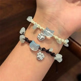 Daiiibabyyy  Simple Resin Kitten Handwoven Rope Bracelet for Women Unisex Resin Animal Cat Braided Bracelet Lovers Friendship Jewelry Gifts
