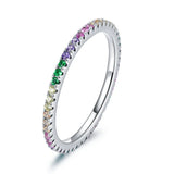 Daiiibabyyy  Slim Dainty Pinky Thin Rings for Women Simple Silver Color Multicolor Zircon Finger Ring Accessories Fashion Y2k Jewelry KCR039