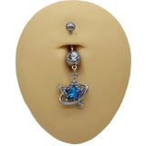 DAIIIBABYYY  -  Dream Blue Star Dangle Navel Ring Butterfly Moon Belly Button Ring Big CZ Punk Navel Piercing Ombligo Body Jewelry