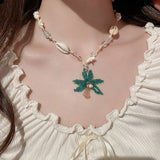DAIIIBABYYY  -  Sweet Shell Beads Necklace Colorful Handmade Bohemia Beads Necklace Jewelry Coconut Tree Pendant Seaside Vacation Choker Beach