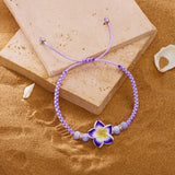 DAIIIBABYYY  -  Handmade Bohemian Sweet Colorful Polymer Clay Chain Bracelets for Women on Hand Flower Elastic Bangles Y2K Jewelry Gift