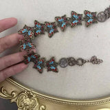 Daiiibabyyy  Retro metal butterfly suffocating necklace for women party drip oil short chain