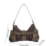 Daiiibabyyy  Luxury Designer Handbags England Style Bags for Women Purses New in Polyester Vintage Rivet Small Underarm Shoulder Bag