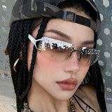 Daiiibabyyy  Fashion Ghotic Unisex Sunglasses Women Y2K Cycling Sports Punk Goggle Shiny Diamond Luxury Sun Glasses for Female Men Eyewear