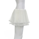 DAIIIBABYYY  -  Transparent Mesh Pleated Skirt y2k Aesthetic Lace-up Low Waist A-line Mini Skirts Fairycore Coquette Outfits Ladies Chic