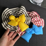 Daiiibabyyy  1PC Striped Hair Scrunchies With Puffy Bows, Colorful Cute Hair Ties, Fashionable Hair Accessories For Women