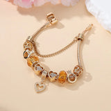 DAIIIBABYYY  -  Korean Delicate Small Crown Heart Cubic Zirconia Tandem Bracelet Women's Elegant Charm Jewelry Accessories Birthday Party Gifts
