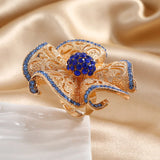 Daiiibabyyy Luxury Big Flower Zircon Rings Women Indian Jewelry Classic Hollow Gold Color Adjustable Ring Female Gifts Dropshipping