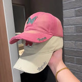 Daiiibabyyy Metal Butterfly Women Girls Street Fashion Retro Cap Baseball Sun Flat Cap Hat