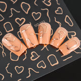 Daiiibabyyy Gold Silver Stripe Lines Nail Stickers Self Adhesive Holographic Love Heart Sliders for Nails Swirls Cruved Wave Decals Manicure
