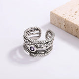 Daiiibabyyy 925 Sterling Silver Purple Zircon Ring for Women Girl Gift Multilayer Weave Texture Retro Jewelry Dropshipping