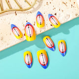 Daiiibabyyy  The Year Of The Loong Series Almond Fake Nails Wearable Manicure Full Cover Press on Nails Pointed Head 3D Long Fake Nails Girl