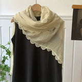 Daiiibabyyy  Spring and Autumn 95*185cm Ladies Scarves Lace Edged Shawl Scarf For Women