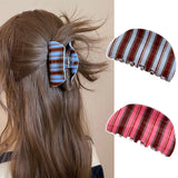 Daiiibabyyy  Blue Coffee Color Pink Stripe Hair Claw Clip Classic Casual Style Hair Claw Clips Acrylic Hair Accessories for Women Girls