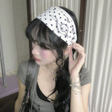 Daiiibabyyy  Ladies Polka Dot Hot Diamond Hairband Fashion Retro Wide Side Elastic Bandana Punk Hip Hop Performance Queue Dating Headwear