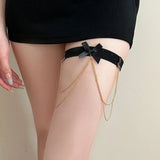 Daiiibabyyy  Elegant Sexy Chain Tassel Bowknot Leg Chain for Women Elastic Band Leg Chain Summer Spice Girls Women's Body Chain Accessories