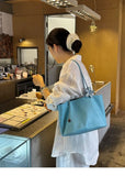 Daiiibabyyy  New Large Capacity Soft Leather Tote Bags Women's Versatile Commuter Handbag Elegant Simple Trendy Single Shoulder Bag
