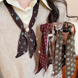 Daiiibabyyy  Chiffon plaid printed acrylic bead necklace, fashionable and popular Korean jewelry