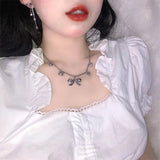 Daiiibabyyy  New Korean Butterfly Choker Necklace For Women Ladies Exquisite Love Heart Clavicle Chain Necklace Jewelry Gift