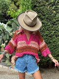 Daiiibabyyy Knit Hollow Out Colour Sweater Stripe Short Sleeve Lapel Female Pullover 2024 Summer Fashion Loose Streetwear Lady Jumper