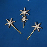 Daiiibabyyy  Sliver Star and Moon Hair Clip Exquisite Rhinestone Barrette For Women and Girls Holiday Party Hairpins Headpieces As Gifts