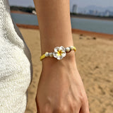 DAIIIBABYYY  -  Handmade Bohemian Sweet Colorful Polymer Clay Chain Bracelets for Women on Hand Flower Elastic Bangles Y2K Jewelry Gift