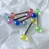Daiiibabyyy 6PCS Body Jewelry Anti-Allergy Surgical Steel Tongue Rings For Women Barbells Straight Bar Colorful Balls Body Piercing Jewelry
